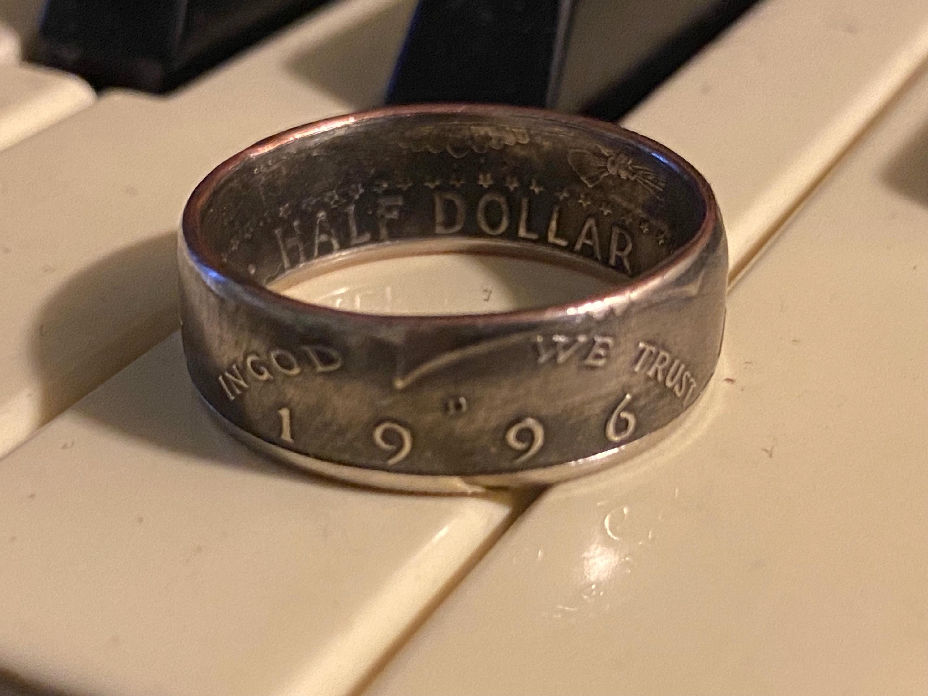 Kennedy Half Dollar Ring (Clad, Post 1971) - Birth Year Ring - Anniversary Ring - Sobriety Anniversary Ring