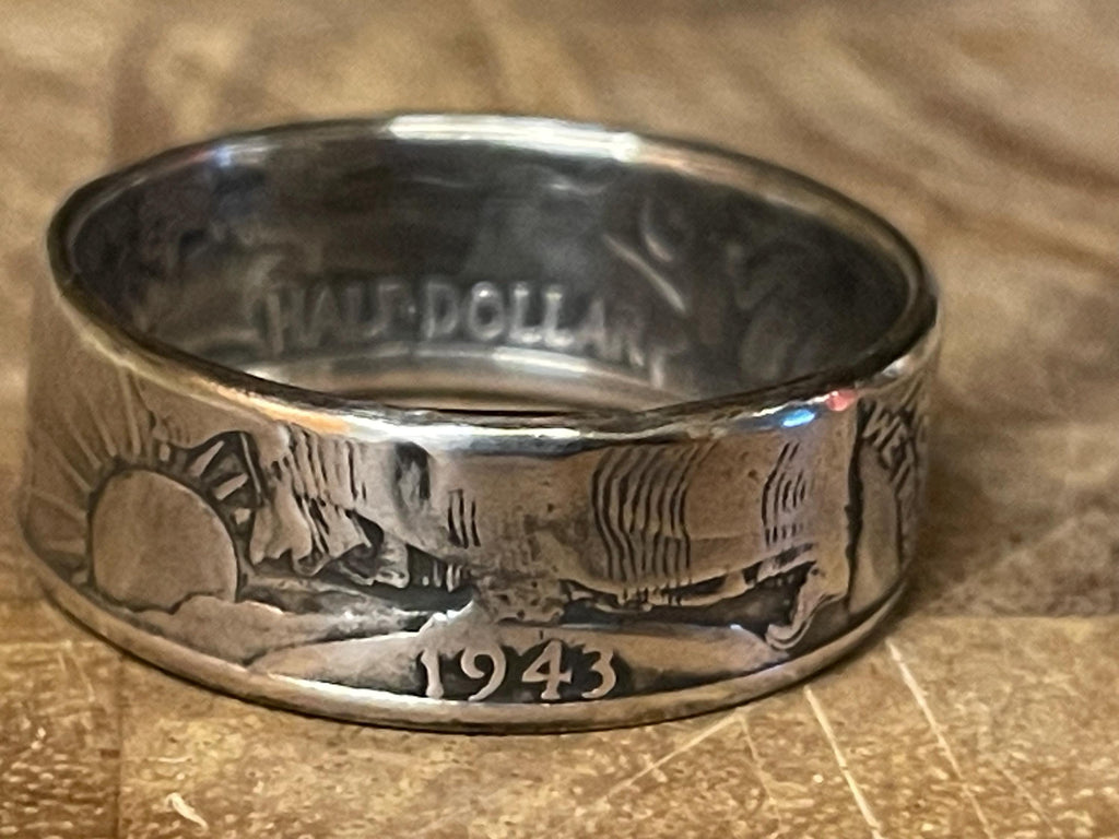 Walking Liberty Silver Half Dollar Coin Ring
